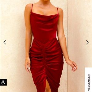 House of CB - NERA Wine Satin Draped Corset Dress! Size small!